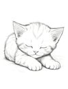 Cozy Catnap Coloring Page: Snuggly Relaxation Royalty Free Stock Photo